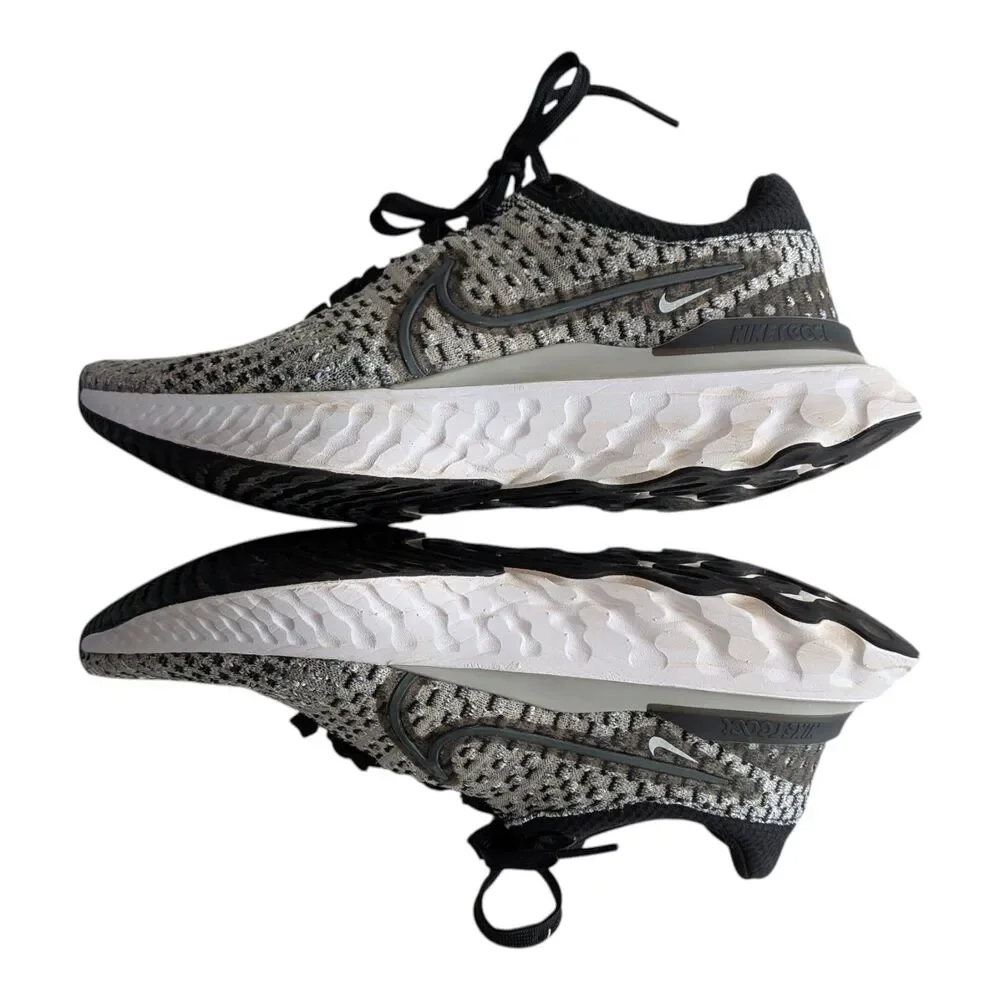 Nike React Infinity Run Flyknit 3 Shoes Women's Size 8 Black Grey Fog Running